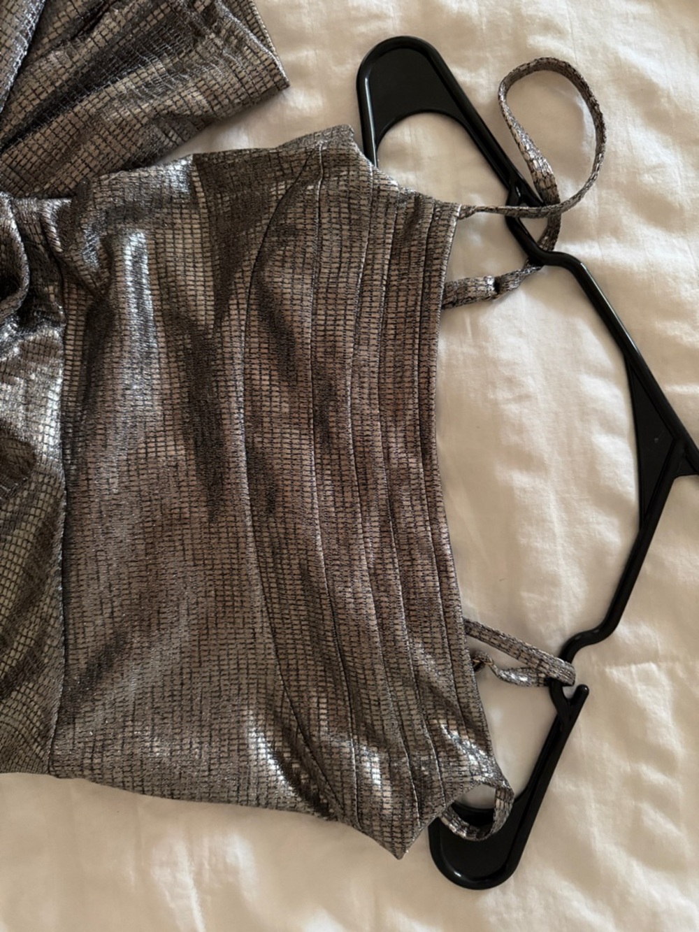 JLUXLABEL Metallic Silver Ruched Mini Dress - Picture 3 of 6